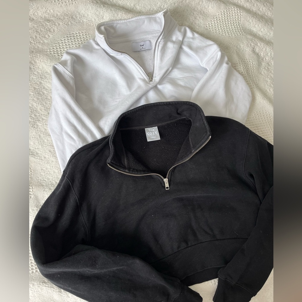 TNA Black and White Half-Zip Sweaters